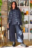 Nora Brushed Cotton Gingham Trapeze Waistcoat Navy